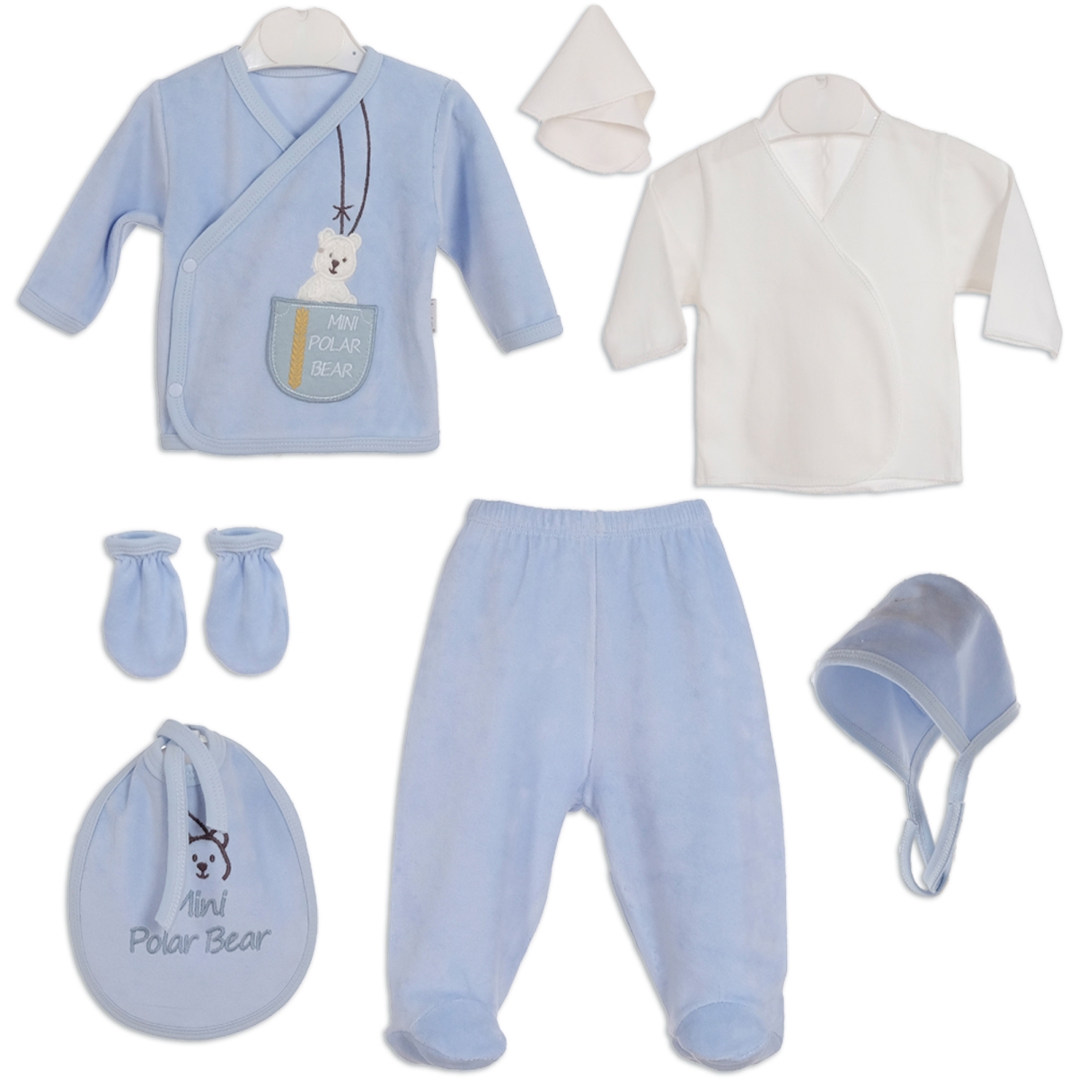 0/3 AY ERKEK 7'Lİ KADİFE SET - POLAR BEAR 