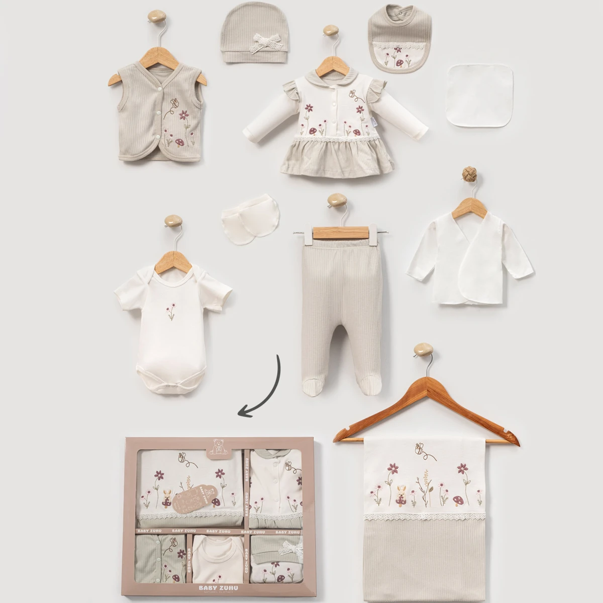 1/3 AY KIZ ARILI DANTELLİ BEBE YAKALI 10 LI SET