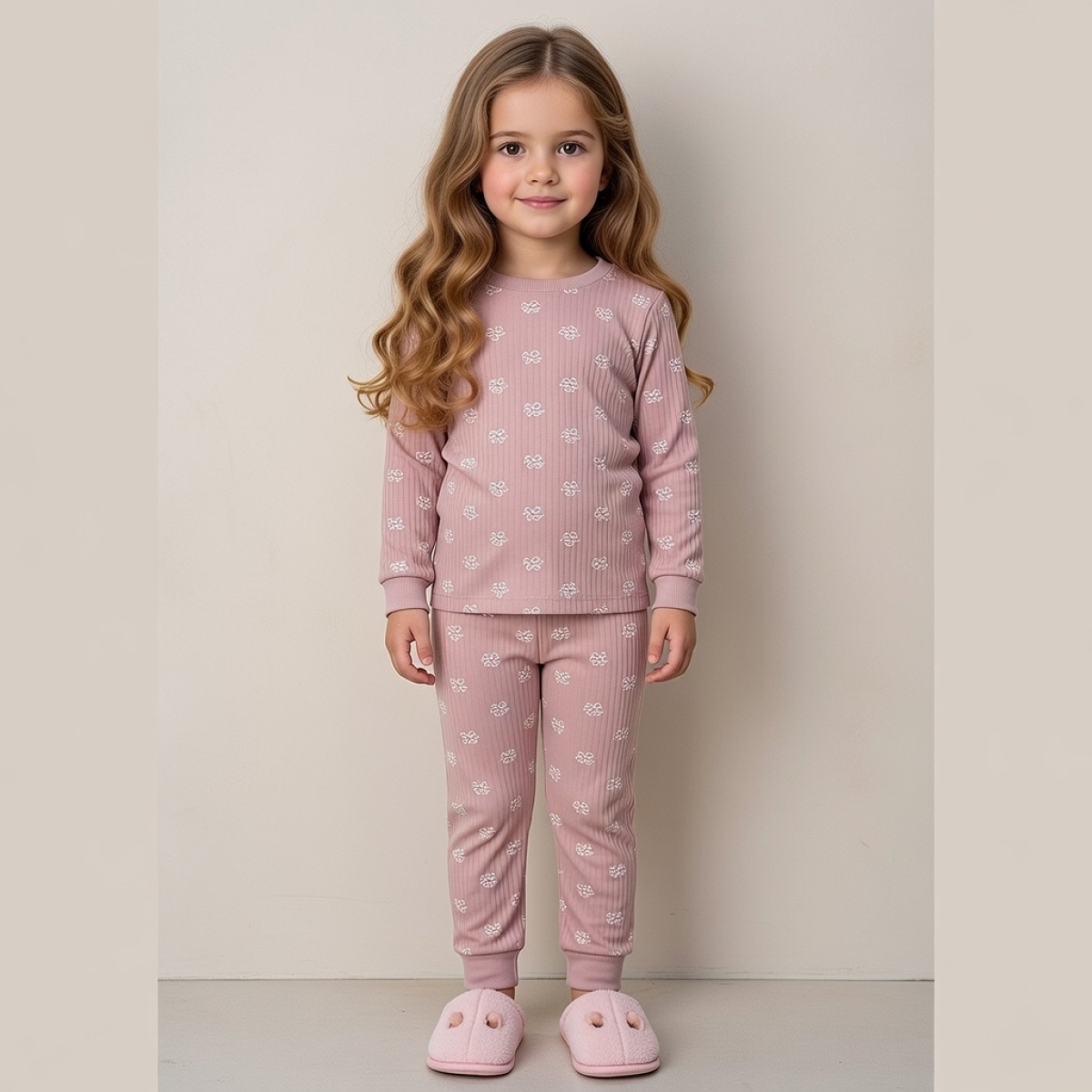 2/5 Y CICEKLER BASKILI KIZ PIJAMA TAKIMI