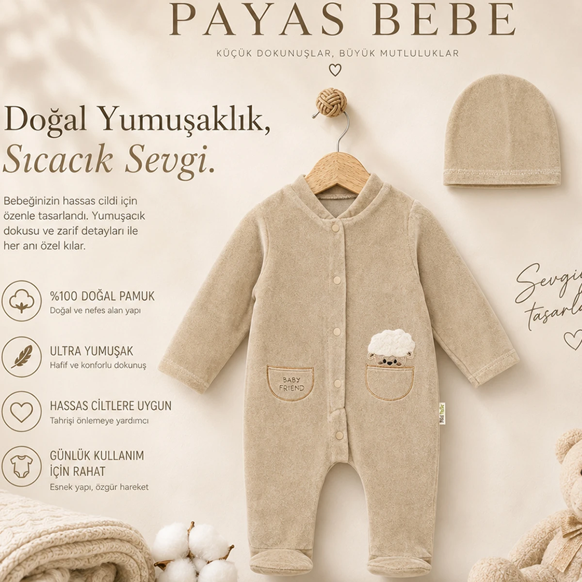 3/12 AY BABY FRIEND BASKILI KADIFE BEBE TULUM