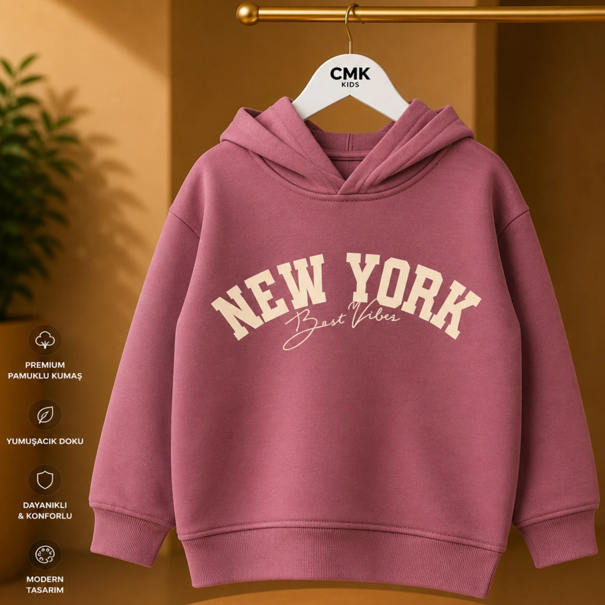 3/12 Y NEWYORK BASKILI KAPSONLU KIZ SWEATSHIRT
