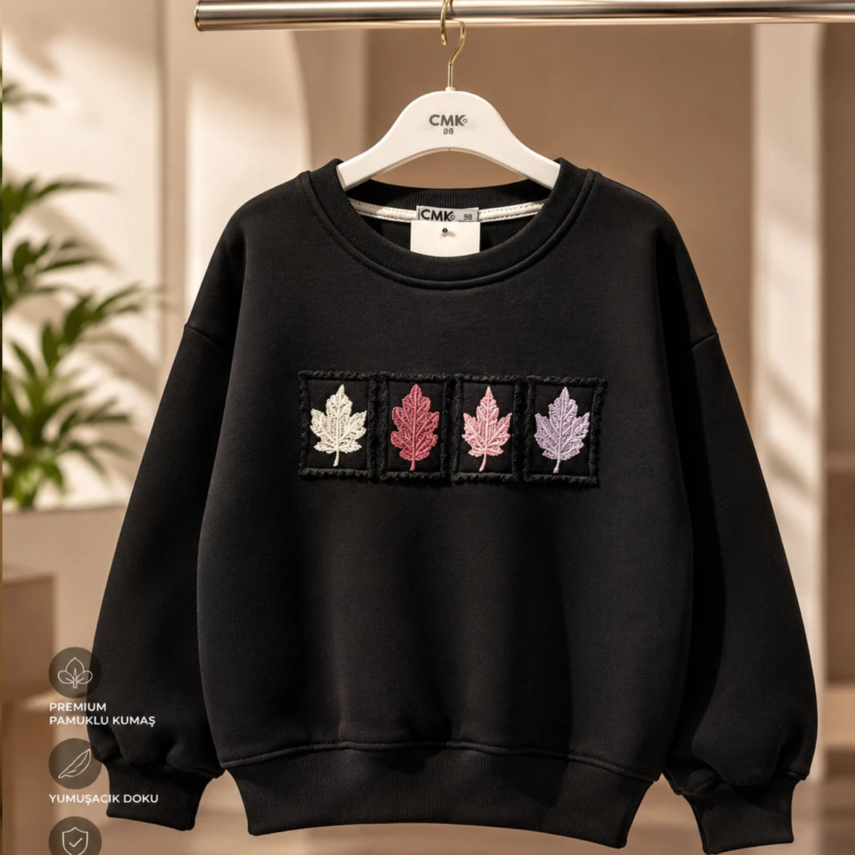 3/12 Y YAPRAKLAR NAKISLI KIZ SWEATSHIRT