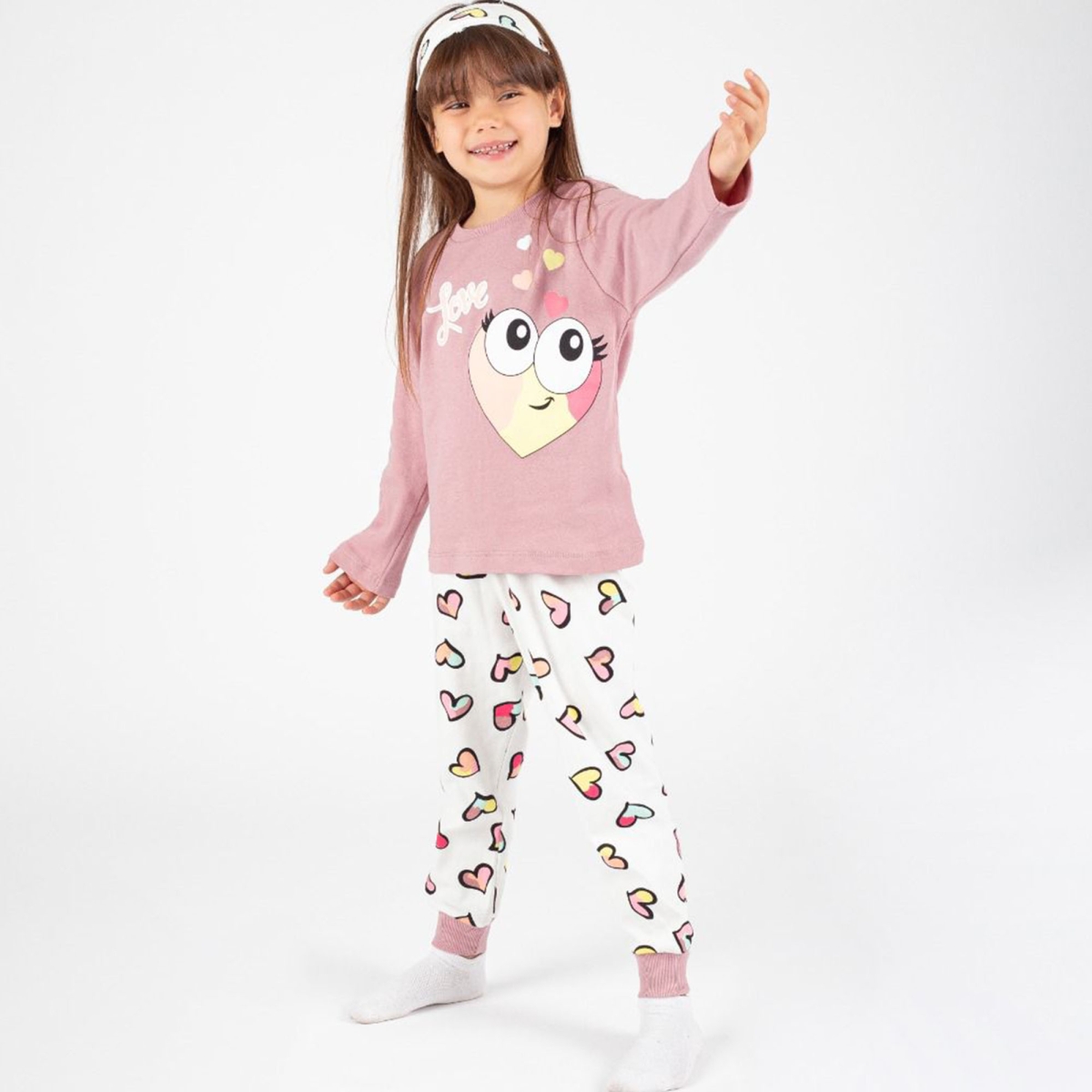 3/6 Y LOVE KALPLI BASKILI KIZ PIJAMA TAKIMI
