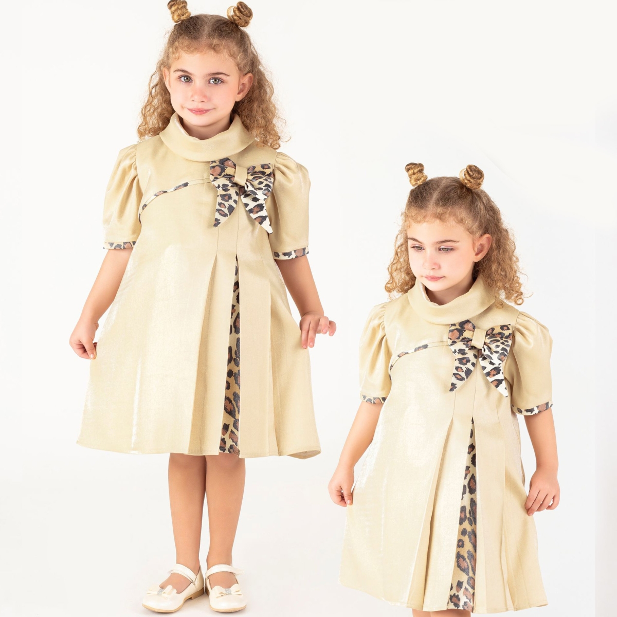 3/8 Y LEOPAR FIYONKLU SIMLI ELBISE