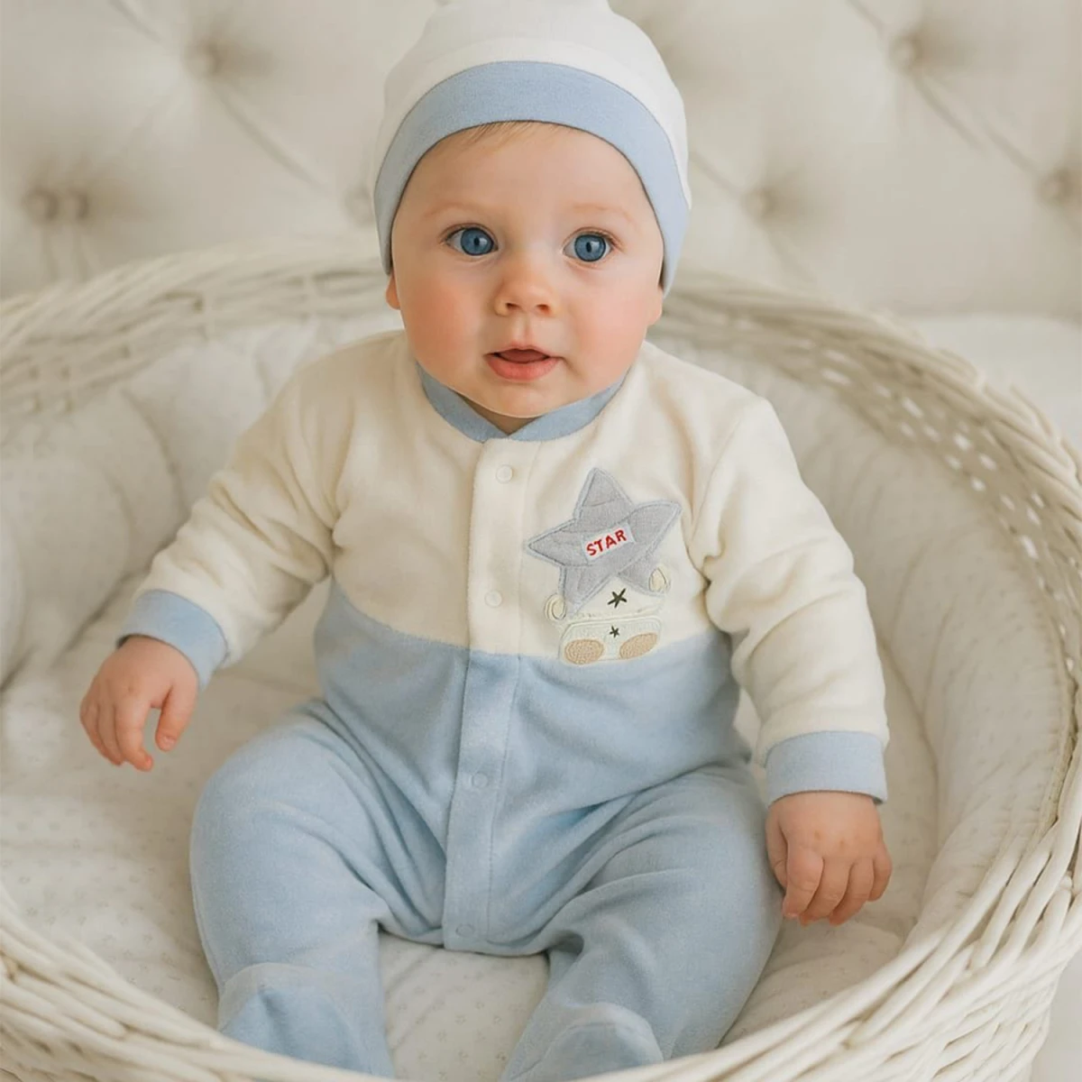 3/9 AY YILDIZ NAKISLI KADIFE BEBE TULUM