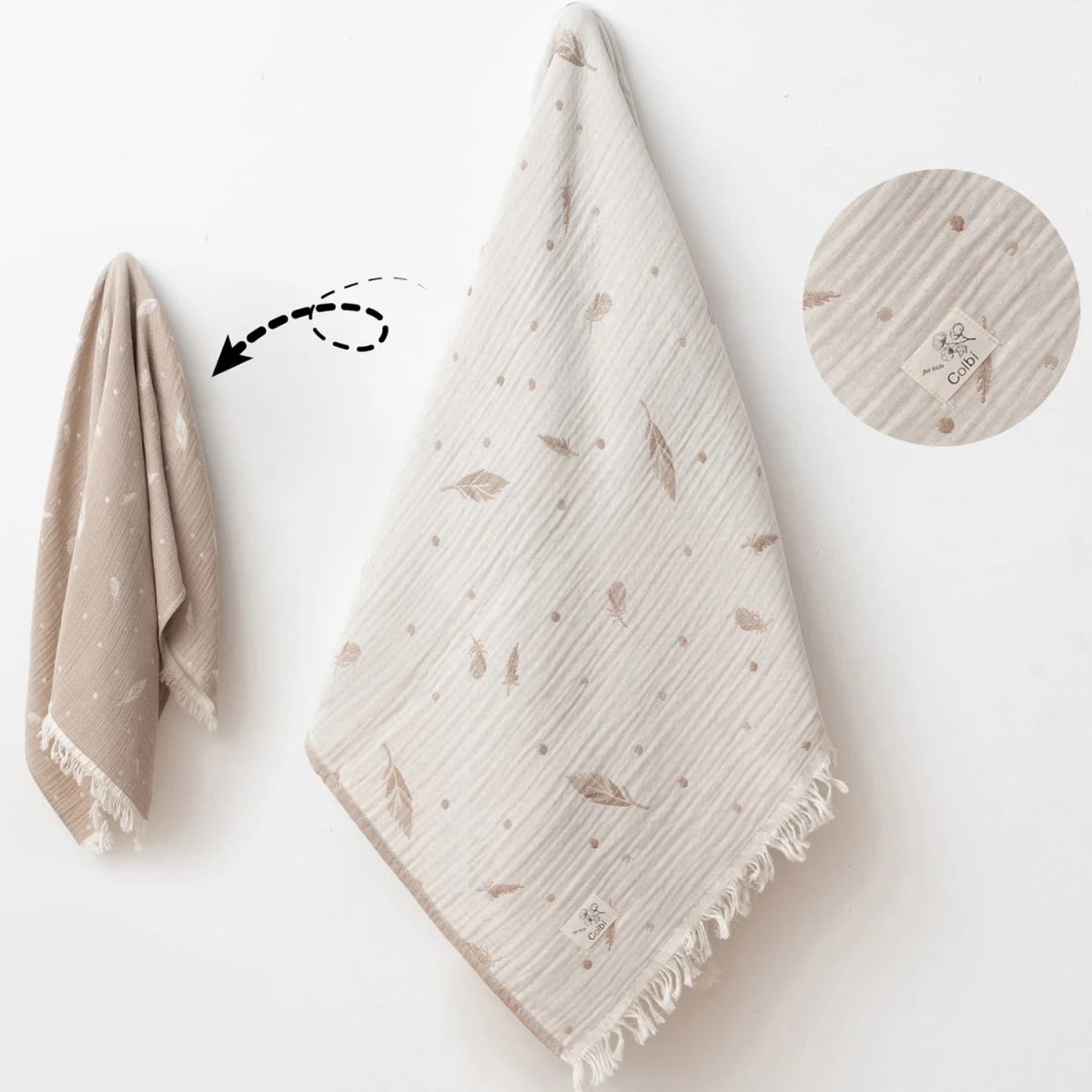4 KAT YAPRAK DESEN MUSLIN BEBE  BATTANIYE