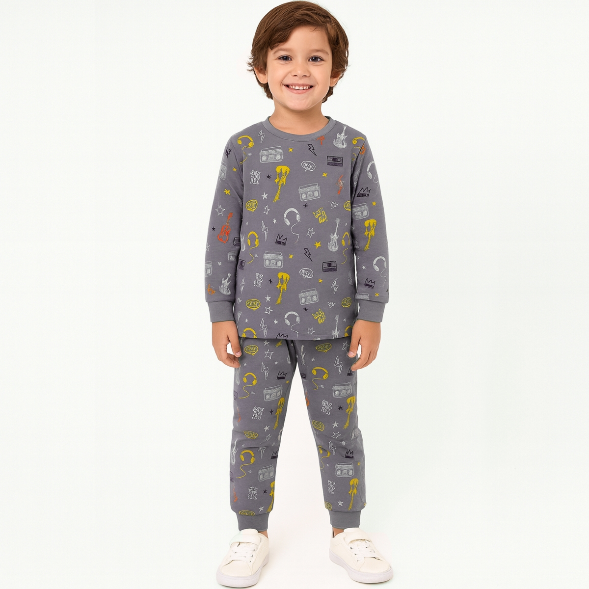 6/9 Y GITAR BASKILI ERKEK PIJAMA TAKIMI