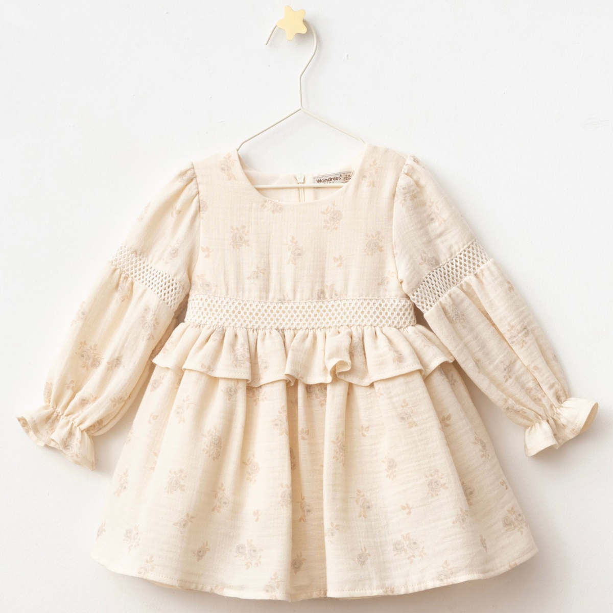 9/24 AY GUL BASKILI BELI FIRFIRLI ELBISE