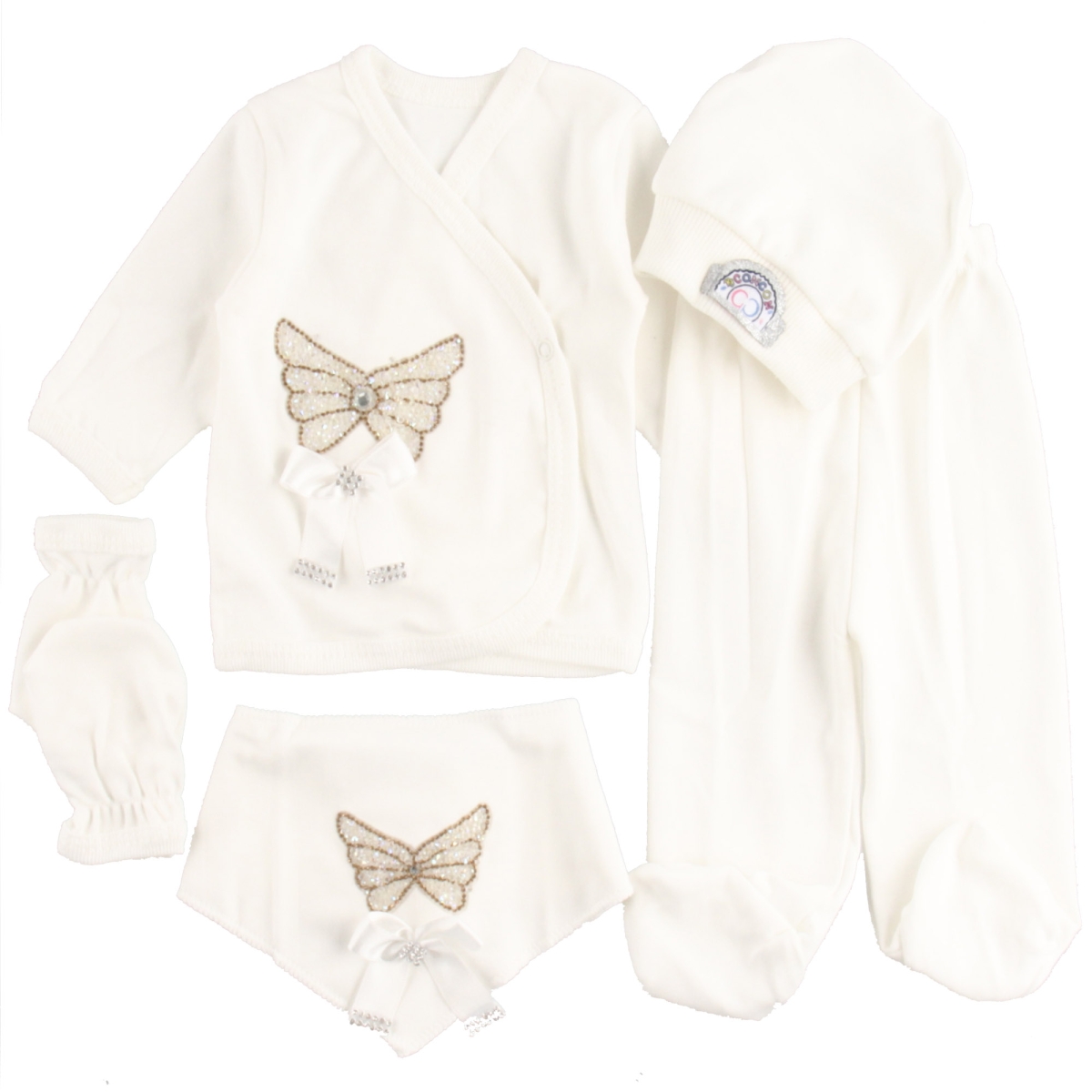 NOHUTLU KELEBEK TASLI 5LI BEBE SET