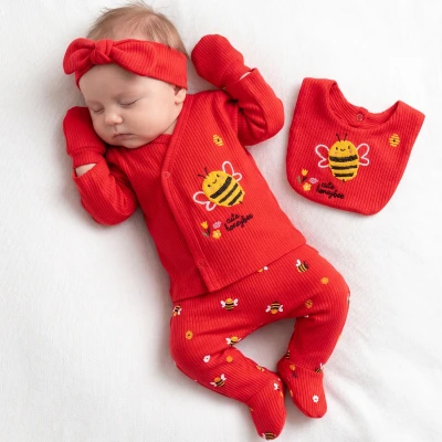 0/3 AY KIZ ARI NAKIŞ VE BASKILI BEŞLİ SET