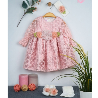 0/3 AY PEMBE CICEKLI  NAKISLI KIZ MEVLUTLUK TAKIM
