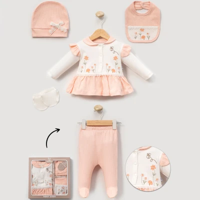 1/3 AY KIZ ARILI DANTELLİ BEBE YAKALI 5 Lİ SET