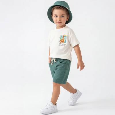 1/3 YAS ERKEK MÜSLİN DİNOZOR ŞAPKALI TAKIM 