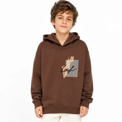 13/16 Y YAPRAK BASK KAPSONLU ERKEK SWEATSHIRT