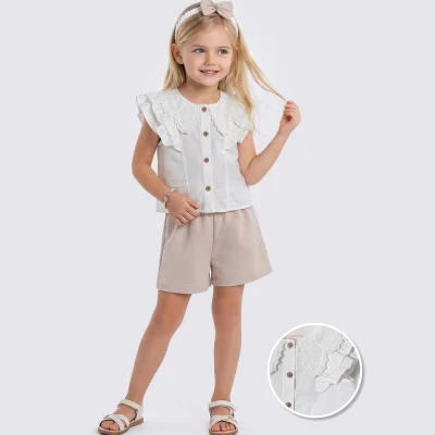 1/4 Y FIRFIR YAKA GOMLEKLI SORTLU KIZ TAKIM