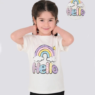 1/4 YAS KIZ HELLO BASKILI TISORT