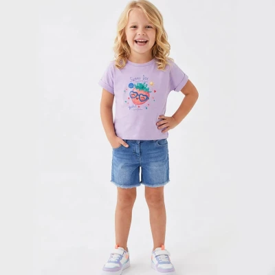 1/5 Y GOZLUKLU CILEK BASKILI KOT SORTLU KIZ TAKIM