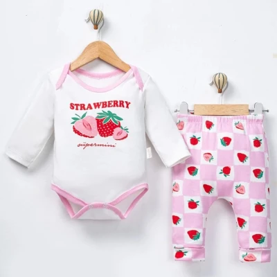 1/9 AY KIZ MİNİK ÇİLEK BODYLİ 2Lİ TAKIM 