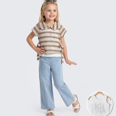 2/5 Y BEBE YAKA TISORTLU 2LI KIZ TAKIM