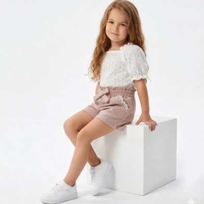 2/5 Y BRODELI BLUZ KETEN SORTLU KIZ TAKIM