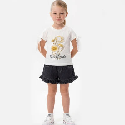 2/5 Y CICEK BASKILI FIRFIR SORTLU KIZ TAKIM