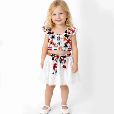 2/5 Y CICEK BLUZLU ETEKLI KIZ TAKIM