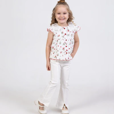 2/5 Y CICEK GOMLEKLI PANT. KIZ TAKIM