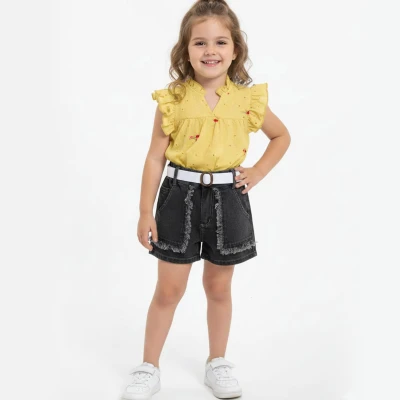 2/5 Y CICEK NAK. BLUZLU KOT SORTLU KIZ TAKIM