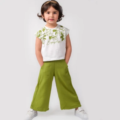 2/5 Y CICEK TISORTLU PANTOLONLU KIZ TAKIM