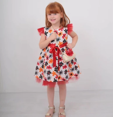 2/5 Y CICEKLI CANTALI ELBISE