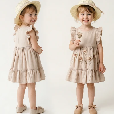 2/5 Y CICEKLI FIRFIRLI SAPKALI ELBISE