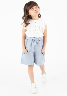 2/5 Y DUGME BLUZLU SORTLU KIZ TAKIM