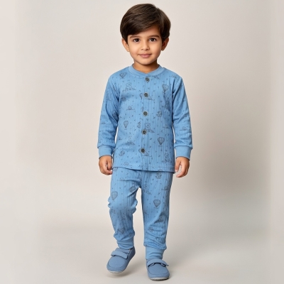 2/5 Y DUGMELI BASKILI ERKEK PIJAMA TAKIMI