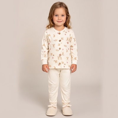 2/5 Y DUGMELI TAVSANLI KIZ PIJAMA TAKIMI