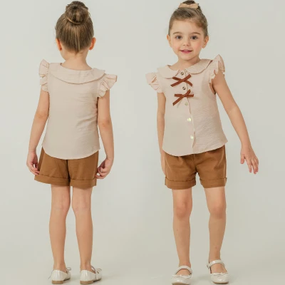 2/5 Y FIYONKLU BLUZ SORTLU KIZ TAKIM