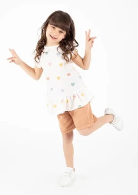 2/5 Y KALPLI BLUZLU SORTLU KIZ TAKIM