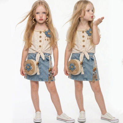 2/5 Y KOT ETEKLI DUGME GOMLEKLI KIZ TAKIM