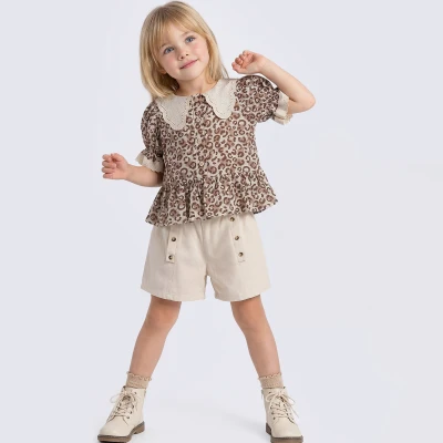 2/5 Y LEOPAR BLUZLU SORTLU KIZ TAKIM