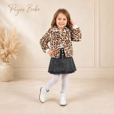 2/5 Y LEOPAR MONTLU KOT ETEKLI 3LU KIZ TAKIM