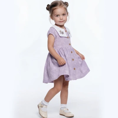 2/5 Y NAKISLI DUGMELI MUSLIN ELBISE