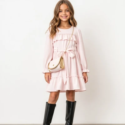 2/5 Y ORME SERITLI BURUMCUK ELBISE