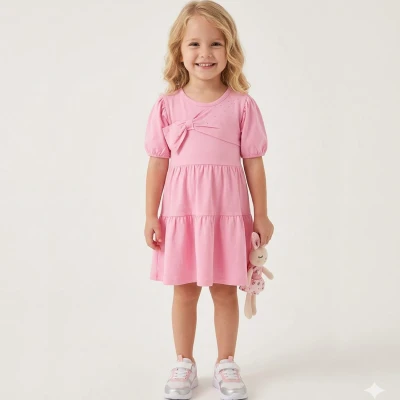 2/5 Y TAS BASKILI FIYONKLU ELBISE