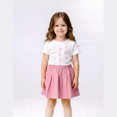 2/5 YAS KIZ ÇİÇEKLİ ŞORT ETEK TAKIM