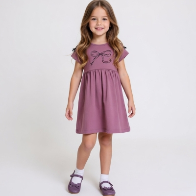 2/5 YAS KIZ FİYONK BASKILI ELBİSE