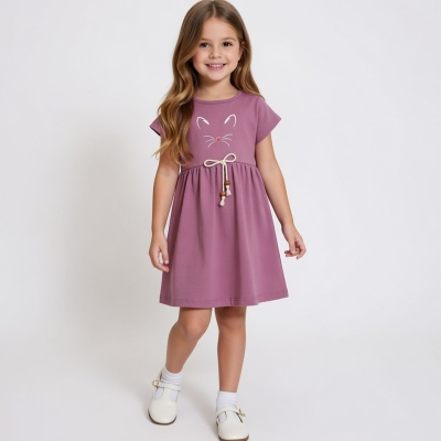 2/5 YAS KIZ KEDİ BASKIL ELBİSE