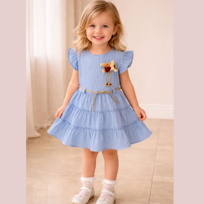 2/6 Y CICEKLI KEMERLI ELBISE