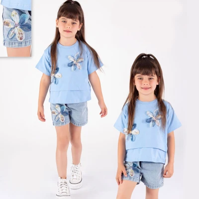 2/6 Y MOBIL CICEKLI SORTLU KIZ TAKIM