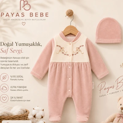 3/12 AY GUL FIYONK NAKISLI KADIFE BEBE TULUM