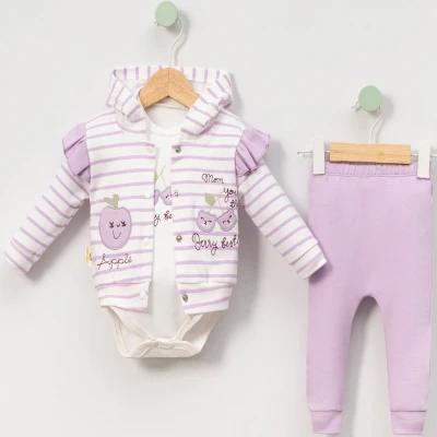 3/12 AY KIZ ÇİZGİLİ KIZ 3 LÜ TAKIM