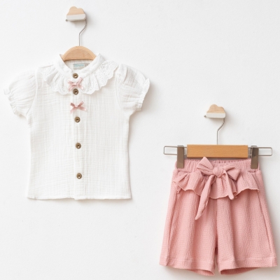 3/12 AY KIZ YAKASI GÜPÜRLÜ GÖMLEKLİ KIZ TAKIM